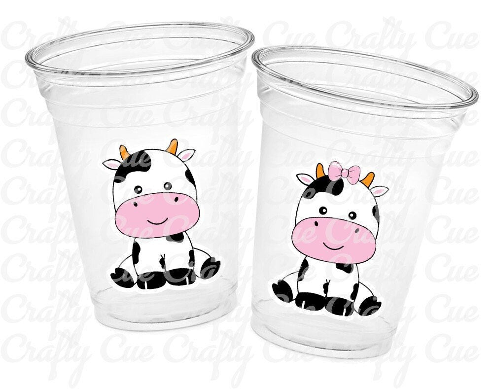 COW PARTY CUPS - Cow Cups Cow Birthday Cups Farm Animal Cups Cow Party Favors Farm Cow Baby Shower Cow First Birthday Cow Party Decorations