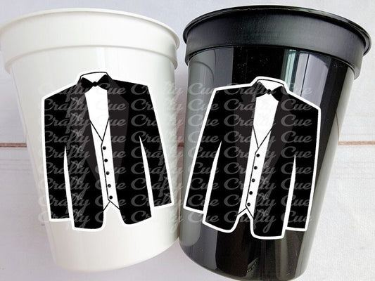 TUXEDO PARTY CUPS - Tux Party Cups Wedding Favor Cups Bachelor Party Cups Wedding Decorations Wedding Party Favors Groom Cups Groomsmen Gift