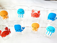 UNDER THE SEA Party Cups - Under the Sea Birthday Under the Sea Party Crab Cups Octopus Cups Whale Cups, Ocean Birthday Ocean Party Sea