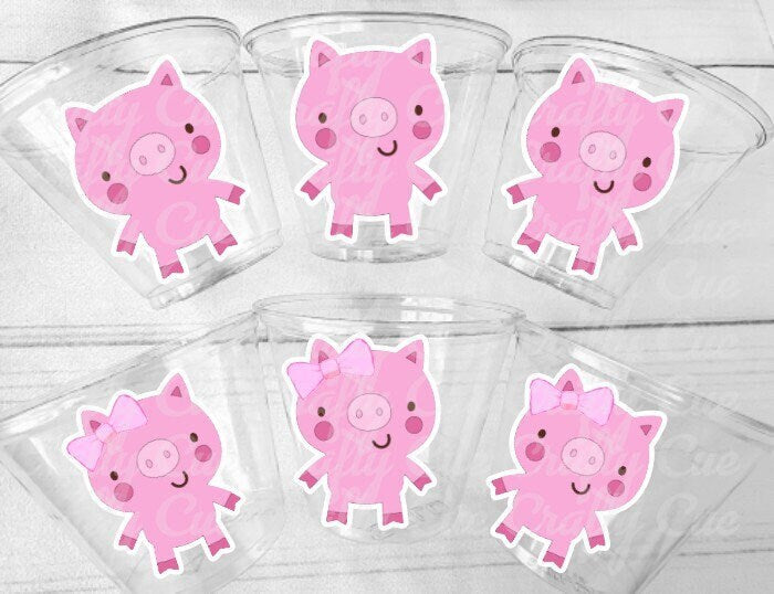 PIG PARTY CUPS - Pig Birthday Cups Pig Party Favors Farm Party Cups Pig Baby Shower Farm Birthday Pig Party Decorations Farm Party Piggy