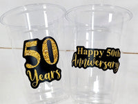 50th PARTY CUPS 50th Anniversary 50th Anniversary Decorations Black and Gold Golden Wedding Anniversary Party Favors 50 Years Anniversary