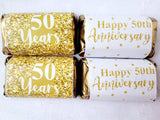 30 - 50th ANNIVERSARY PARTY Stickers 50th Anniversary Decorations Golden Wedding Anniversary Favors 50th Anniversary Mini Candy Bar Wrapper