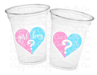 GENDER REVEAL Party Cups - Pink and Blue Party Cups Gender Reveal Party Favors One Piece Gender Reveal Gender Reveal Decorations Baby Shower