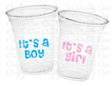 GENDER REVEAL Party Cups - Pink and Blue Party Favors It's A Boy Cups It's A Girl Cups Gender Reveal Gender Reveal Decorations Baby Shower