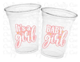 GIRL BABY SHOWER Party Cups - It's a Girl Party Cups Baby Girl Party Cups Pink Baby Shower Cups Pink and Gold Baby Shower Favors Decorations