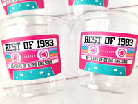 Disposable Pink 40th Party Cups - Best of 1983, 40th Birthday Party 40th Birthday Favors 40th Party Cups 40th Party, 1983 Birthday Party