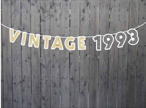 VINTAGE 1993 BANNER 30th Birthday Banner 1993 Banner 1993 Party Decorations 30th Party Decorations 30th Party Banner 30 Birthday Party 90S