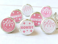 180 - COWGIRL PARTY STICKERS for candy Cowgirl Smiley Face Stickers Rodeo Let's Go Girls Bachelorette Party Favors Candy Wrapper Decorations