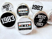 180 - 40th Birthday Cassette Tape Stickers 40th Birthday Party Favor Stickers for Candy Vintage 1983 40th Birthday Best of 1983 Birthday