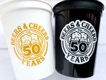 50th PARTY CUPS - Beers, Cheers, Vintage 1972 50th Birthday Party 50th Birthday Favors 50th Party Cups 50th Party Decorations