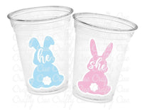 RABBIT GENDER REVEAL Cups Rabbit Gender What Will Our Little Bunny Be Gender Reveal Some Bunny is Eggspecting Easter Baby Shower Party Favor