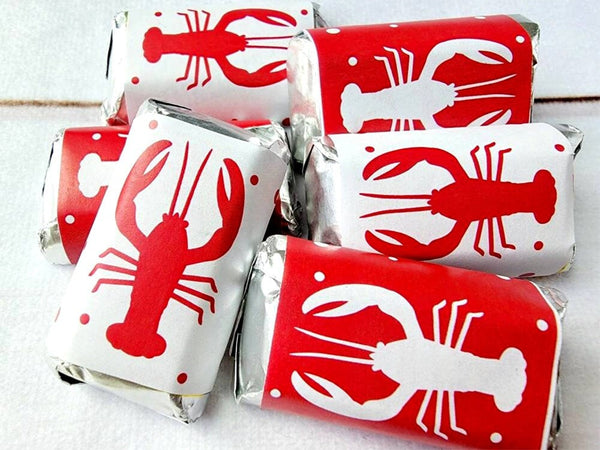 30 - CRAWFISH STICKERS for Mini Candy Bars Crawfish Candy Wrappers Crawfish Party Favors Crawfish Boil Decorations Crawfish Birthday Sticker