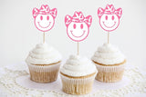 12 - Cowgirl Cupcake Toppers Let's Go Girls Cupcake Toppers Bachelorette Party Cupcake Toppers Bachelorette Decorations Cowgirl Smiley Face