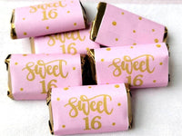 30 - SWEET 16 PARTY FAVOR Stickers for candy Sweet 16 Stickers Sweet 16 Favors Party Candy Wrappers Sweet 16 Decorations Sweet 16 Candy Wrap