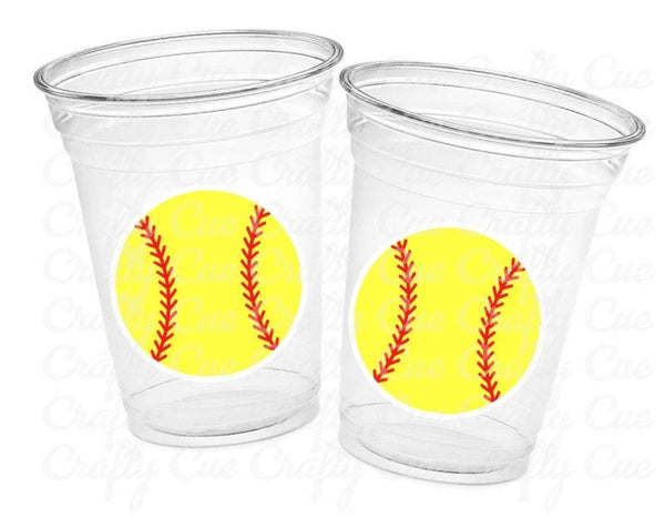Softball PARTY CUPS - Softball Cups Softball Party Cups Softball Birthday Cups Softball Cups Sports Party Cups Favors Softball Team Gifts