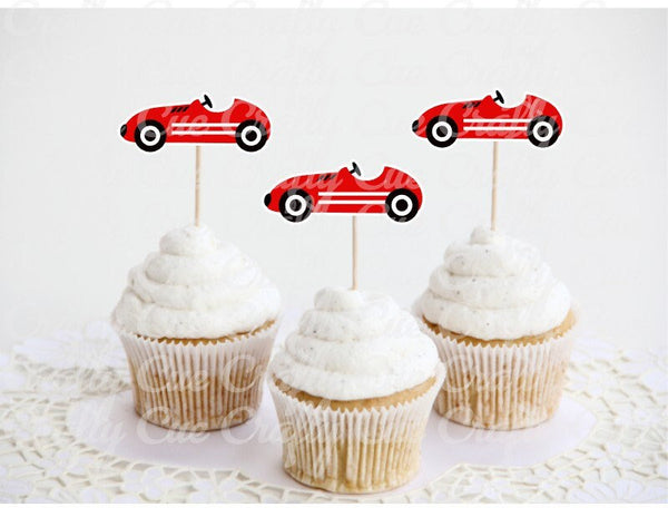 RACING PARTY CUPCAKE Toppers - Race Car Birthday Cupcake Picks Racing Birthday Decorations Racing Birthday Cake Toppers Race Car Party Racer