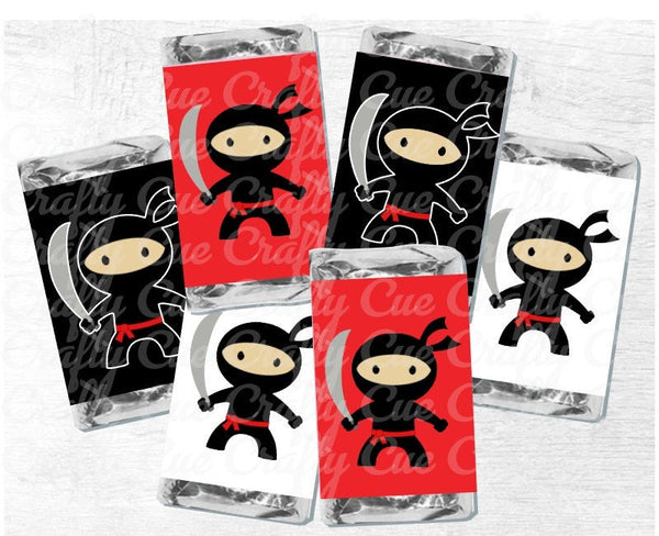 30 - Ninja PARTY STICKERS Ninja Candy Wrapper Stickers Ninja Party Favors Ninja Birthday Stickers Ninja Party Favor Stickers for Mini Candy