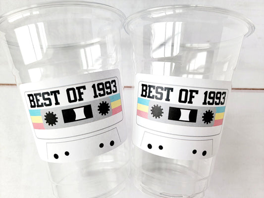 30th PARTY CUPS 30th Birthday Decoration 30th Party Favors 30th Party 30th Birthday Cassette Tape Party Best of 1993 Birthday Vintage 1993