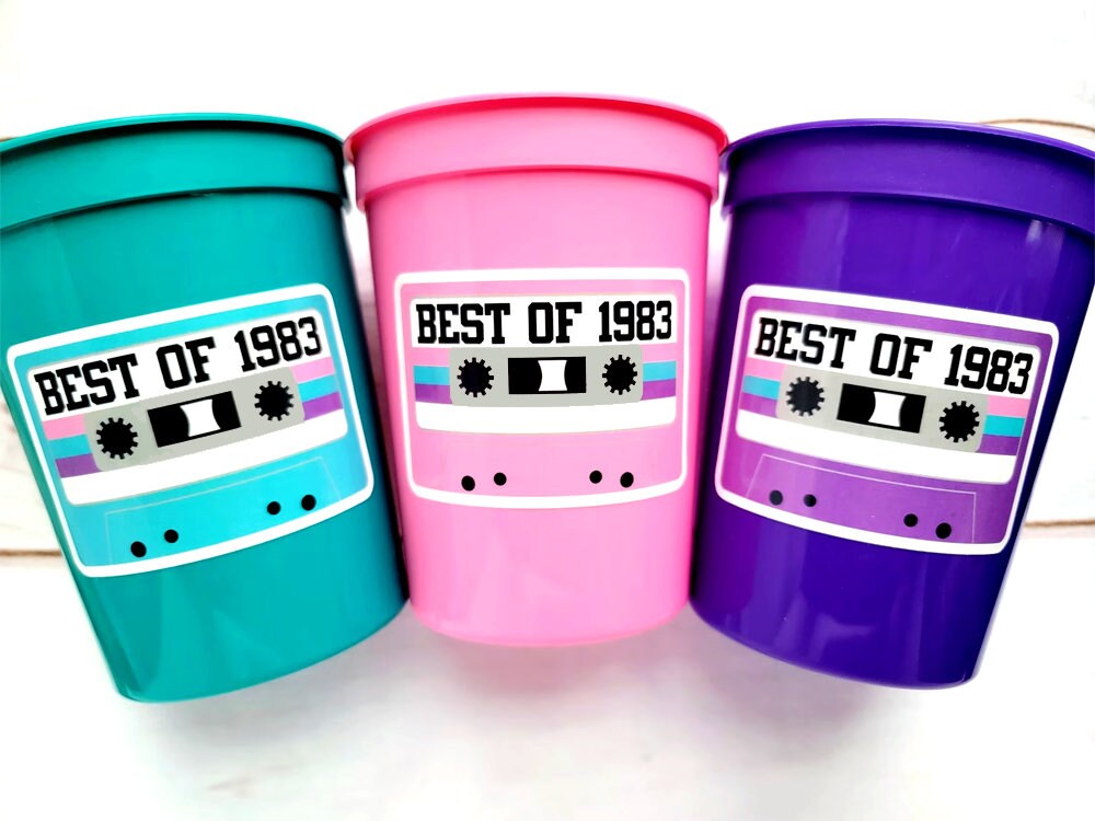40th PARTY CUPS - Best of 1983 40th Birthday Party 40th Birthday Favors 40th Party Cups 40th Party Decorations 1983 Birthday 80's Party Cups