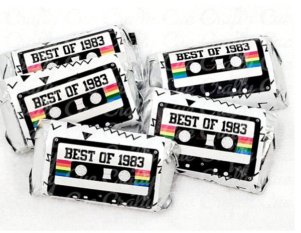 30 - 40th Birthday Cassette Tape Stickers 40th Birthday Stickers or Mini Candy Bar Wrapper Vintage 40th Birthday Best of 1983 Birthday