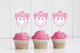 12 - Cowgirl Cupcake Toppers Let's Go Girls Cupcake Toppers Bachelorette Party Cupcake Toppers Bachelorette Decorations Cowgirl Smiley Face