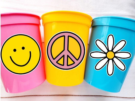 70'S PARTY CUPS - 70's Birthday Cups 70's Party Cups 70's Decorations 70's Birthday Party 70's Birthday Party Decorations Hippie Party Decor