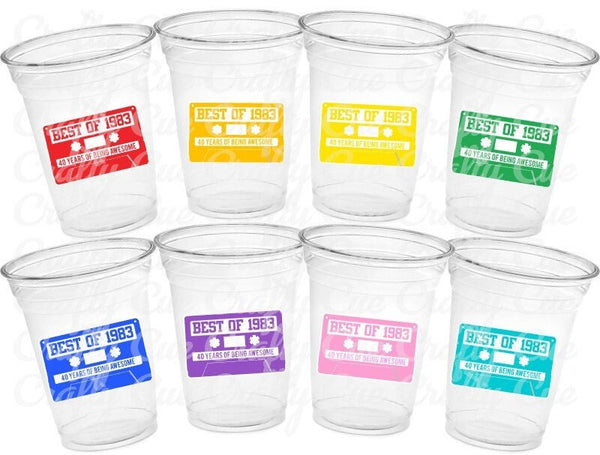 40th PARTY CUPS - Best of 1983 40th Birthday Party 40th Birthday Favors 40th Party Cups 40th Party Decorations 1983 Birthday 80s Party Cups