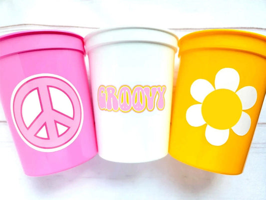 70'S PARTY CUPS - 70's Birthday Cups 70's Party Cups 70's Decorations 70's Birthday Party 70's Birthday Party Decorations Hippie Party Decor