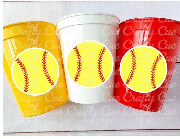 Softball PARTY CUPS - Softball Cups Softball Party Cups Softball Birthday Cups Softball Cups Sports Party Cups Favors Softball Team Gifts