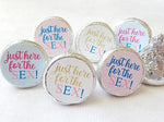 180 - GENDER REVEAL STICKERS Gender Reveal Baby Shower Favor Stickers Candy Stickers Pink Blue Baby Shower Stickers Just Here For The Sex