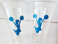 CHEERLEADING PARTY CUPS - Cheer Party Cups Cheerleader Party Cups Cheer Birthday Party Cheer Party Favors Cheer Baby Shower Cups Cheer Squad