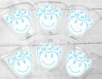 COWBOY PARTY CUPS - Cowboy Cups Cowboy Party Decorations Cowboy First Birthday Cowboy First Rodeo Cow Print Hat Smiley Face Cups Party Cups