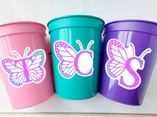 BUTTERFLY PARTY CUPS -Pink Butterfly Cups Butterfly Birthday Party Butterfly Party Favors Butterfly Party Decorations Butterfly Birthday Cup