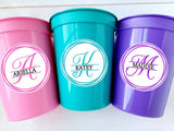 PERSONALIZED PARTY CUPS 16oz Stadium Cup Custom Monogrammed Cups Personalized Bachelorette Party Cups Personalized Gifts Custom Wedding Cups