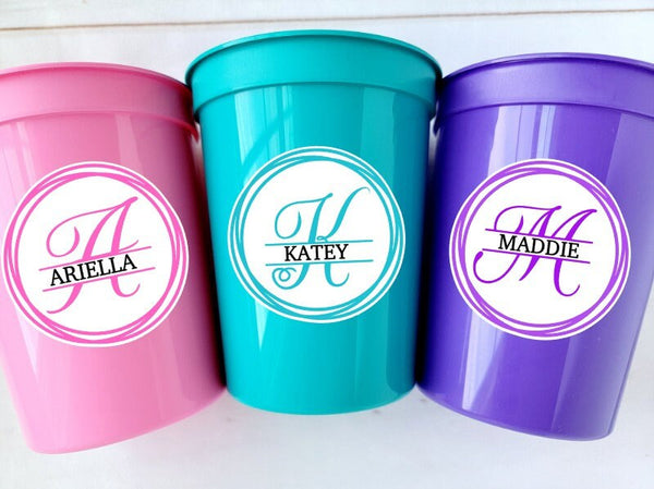PERSONALIZED PARTY CUPS 16oz Stadium Cup Custom Monogrammed Cups Personalized Bachelorette Party Cups Personalized Gifts Custom Wedding Cups