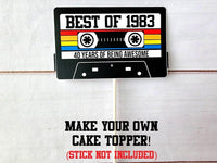 6 - 1983 40th Birthday Cassette Tape Cutouts for Cake Toppers Centerpieces Confetti Banners 40th Birthday Party Die Cuts 1983 Decoration DIY