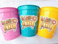 STAY GROOVY PARTY Cups - 70's Birthday Cups 70s Party Cups 70s Decorations 70's Party 70's Birthday Party Decorations Hippie Two Groovy