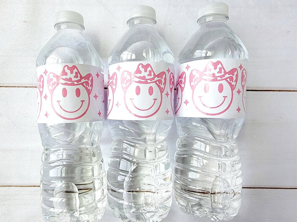COWGIRL SMILEY Water Bottle Labels Cowgirl Birthday Cowgirl Bachelorette Party Water Bottle Favors Cowgirl Bottle Labels Cowgirl Party Favor