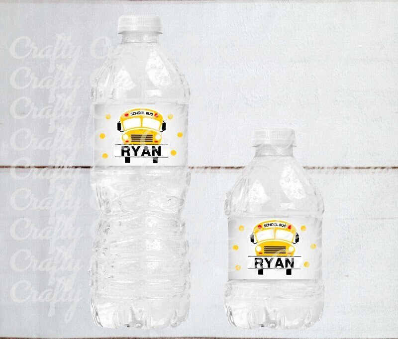 SCHOOL BUS Water Bottle Labels School Bus Birthday Party Favors School Bus Party Favors School Bus Birthday Decorations School Party Favors