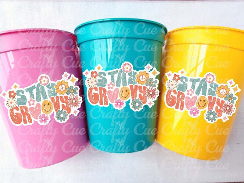 70s PARTY CUPS - 70's Birthday Cups 70s Party Cups 70s Decorations 70's Birthday Party 70's Birthday Party Decorations Hippie Two Groovy