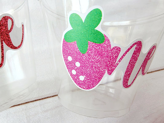 STRAWBERRY PARTY CUPS - Strawberry Birthday Cups Strawberry Cups First Birthday Strawberry One Party Decorations Strawberry Baby Shower