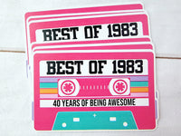 6 - 1983 40th Birthday Cassette Tape Cutouts for Cake Toppers Centerpieces Confetti Banners 40th Birthday Party Die Cuts 1983 Decoration DIY