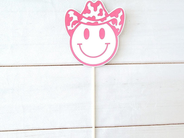 Cowgirl Smiley Cake Topper, Cowgirl Birthday Cake Topper, Cowgirl Bachelorette Cake Topper
