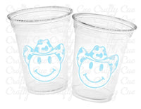 Brown COWBOY PARTY CUPS - Cowboy Cups Cowboy Party Decorations Cowgirl Bachelorette Cow Print Hat Smiley Face Cups Cowboy Rodeo Party Cups