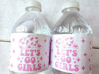 COWGIRL Let's Go Girls Water Bottle Labels Cowgirl Birthday Cowgirl Bachelorette Party Water Bottle Favors Cowgirl Bottle Labels Favors