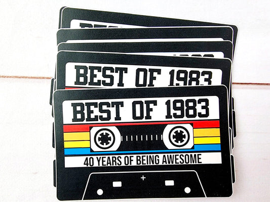 6 - 1983 40th Birthday Cassette Tape Cutouts for Cake Toppers Centerpieces Confetti Banners 40th Birthday Party Die Cuts 1983 Decoration DIY