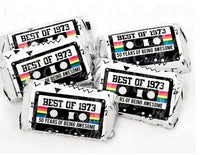 30 - 50th Birthday Cassette Tape Stickers 50th Birthday Stickers For Mini Candy Bar Wrapper Vintage 50th Birthday Best of 1973 Birthday