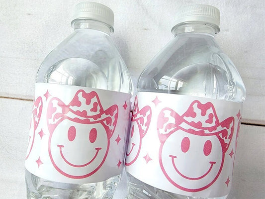 COWGIRL SMILEY Water Bottle Labels Cowgirl Birthday Cowgirl Bachelorette Party Water Bottle Favors Cowgirl Bottle Labels Cowgirl Party Favor