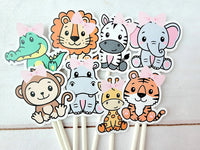 Set of 12 - SAFARI ANIMAL CUPCAKE Toppers - Jungle Animal Cupcake Toppers - Zoo Animal Cupcake Toppers - Safari Animal Cupcake Toppers