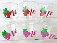 STRAWBERRY PARTY CUPS - Strawberry Birthday Cups Strawberry Cups First Birthday Strawberry One Party Decorations Strawberry Baby Shower